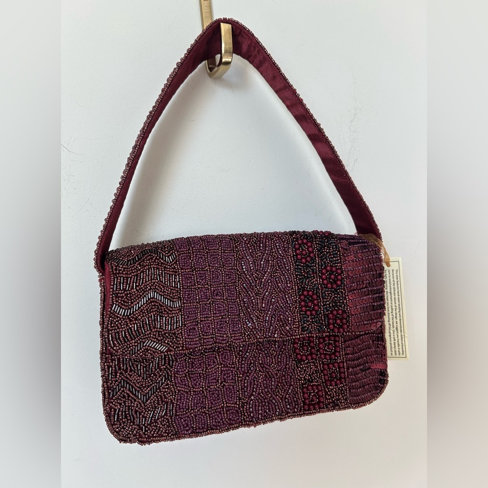 Viral Beaded Burgundy Shoulder Bag